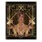 Designart - Retro Women In Golden Art Deco Geometrics I - Modern Print on Natural Pine Wood